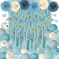 Elegant Blue Birthday Decorations Set – 58 Pieces for Spectacular Celebrations