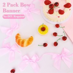 2pcs Pink Bow Banner Bow Garland Banner Party Decorations for Girls Coquette …
