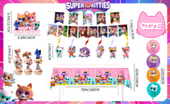 Super Kitties Party Decoration Cat Birthday Supplies Cake Topper Banner Balloons