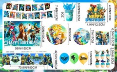 112 Pcs Zelda Party Decorations Tableware Set Napkins Backdrop Plates Banner
