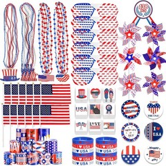 4Th of July Accessories, 138Pcs Patriotic Party Favors Supplies Set Fourth of Ju