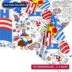 DPKOW 250th Anniversary American Coloring Tablecloth 4th of July Party Favors, A