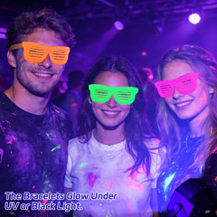 Mega-L 12 Pcs Glow in the Dark Glasses, Glow in the Dark Party Supplies, Neon Fl