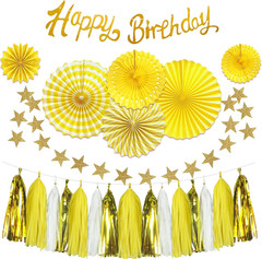 Yellow Birthday Decorations for Women – 33Pcs Yellow Party Decor for Girl with B