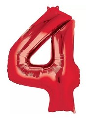 BRAVA! Number “4” Single PC 34” Foil Balloon – Red