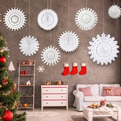 White Paper Snowflake Decorations Frozen Birthday Party Supplies Winter Wonde…