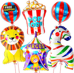 , Circus Balloons for Carnival Decorations – Pack of 6 | Carnival Balloons