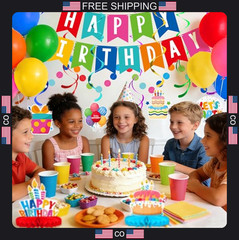 Birthday Party Decorations Set with Banner Confetti Balloons and Centerpieces