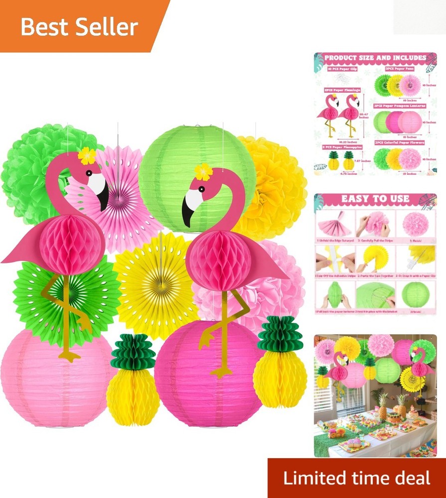 Vibrant 13PCS Flamingo & Pineapple Luau Decorations: Perfect Summer Party Favors
