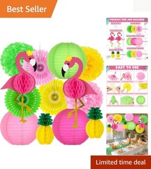 Vibrant 13PCS Flamingo & Pineapple Luau Decorations: Perfect Summer Party Favors