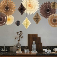 20 Pcs Tan Brown Fans Party Decorations Honeycombs Kit for Neutral Party Boho…