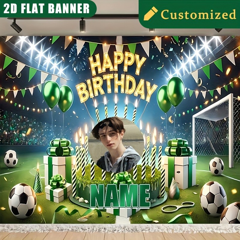 1pc 2D Football Star Theme Personalized Birthday Custom Poster Decoration❀