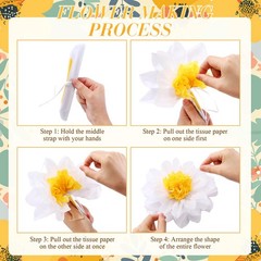 14 Pcs Sunflower Daisy Tissue Paper Pom Poms Flower Bee Cutout Decorations Ye…