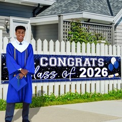 2026 Graduation Yard Sign Large Congrats Grad Banner Blue Class of 2026 Banne…