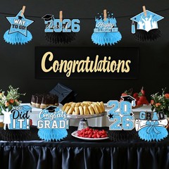 Sky Blue Graduation Honeycomb Centerpieces, 12 Pcs Table Decorations 2026