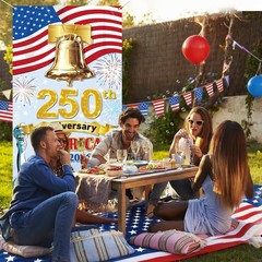 250th Anniversary American Door Cover 4th of July Decorations 2026, Fabric Fo…