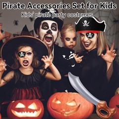 48 Pcs Pirate Accessories for Kids, Include 16 Pirates Hats, 16 48pcs Pirate