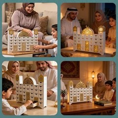 Ramadan Countdown Calendar – Wooden Mosque Advent Decor, Eid Gifts & Decorations