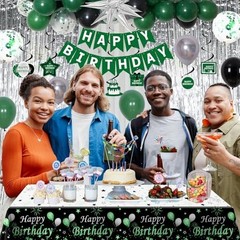 Green Birthday Decorations for Men & Boys – Black & Green Party Supplies, Bday B