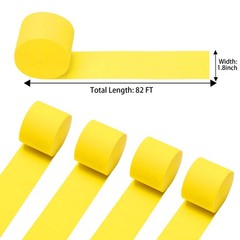 Yellow Crepe Paper Streamers 4 Rolls 328ft, Pack of Party 4 Roll,