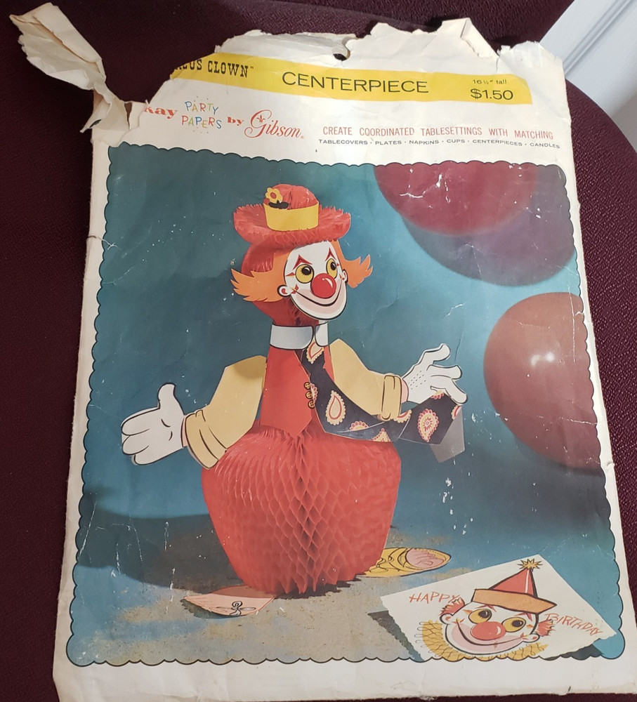 Gibson Honeycomb Clown Centerpiece Birthday Party Decoration Vintage 16.5 In USA