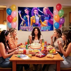 Cartoon Birthday Party Decorations,Happy Birthday Banner Backdrop for Birthday