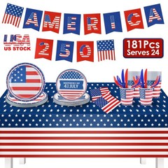 4thJuly Anniversary Party Supplies Set Disposable Tableware for Independence Day