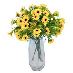 Silk and Plastic Yellow Sunflower Bouquet 15 pcs for Indoor Outdoor Use