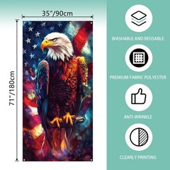 American Flag and Bald Eagle Stars Stripes 71 x 35 inches, Red White Blue