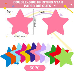 360 Pcs Star Cutouts Paper 3.9 Inch Assorted Color Die Cuts for DIY
