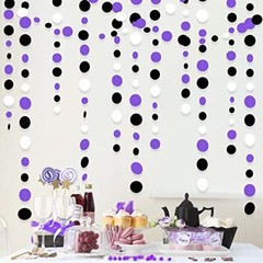 46Ft Circle Dots Garlands Black Purple and White Polka Dot Hanging Purple Black