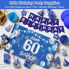 Happy 60th Party Decoration: Including Banner Backdrop, Party Table Centerpie…