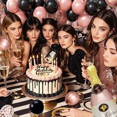 Decoraciones De Cumpleaños En Negro Y Oro Rosa Para Mujeres, Decoraciones NUEVO.