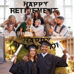 Personalised Banner Custom Letters Symbols Decoration DIY, Welcome Party (Black)