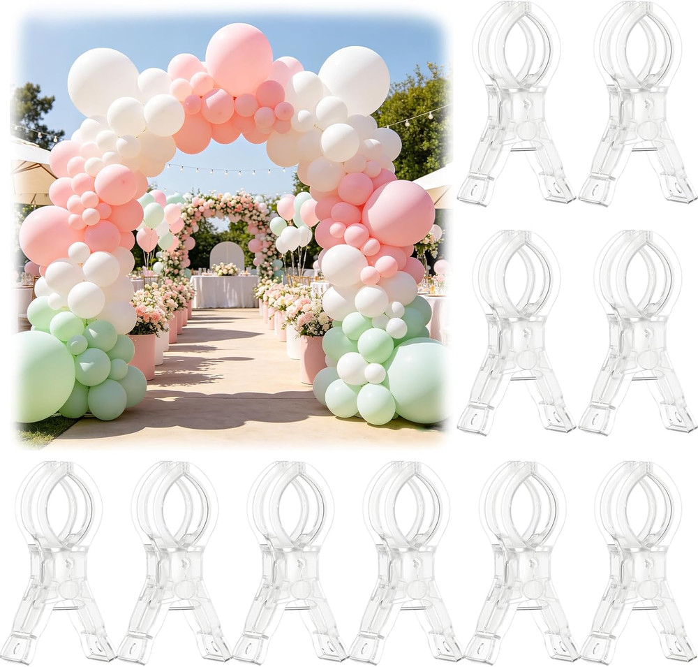 10 PCS Balloon Arch Clips, Plastic Transparent Backdrop Spring Clamps 3.5 Inch C
