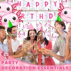 12 Pcs Axolotl Party Decorations Include Axolotl Aluminum Foil Balloons, Hang…