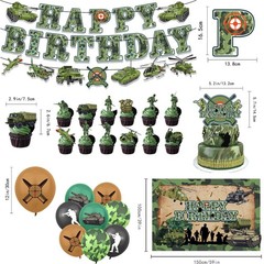 43Pcs Army Party Decorations Military Supplies Includes Soldier Balloons- Ban…