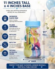 Blue Baby Bottle Centerpiece 11″ Fillable Baby Shower Candy Holder Decor
