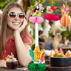 12Pcs Hawaiian Luau Party Table Decorations – Double Sided Aloha Flamingo Honeyc
