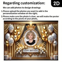 1pc 2D Crown Flower Balloon Personalized Birthday Custom Poster Backdrop❀