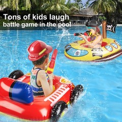 2 Pack Inflatable Kids Pool Floats with Water Gun, Pool Toys for Kids Ages 4-…