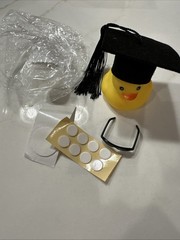 Wannu Car Dashboard Yellow Rubber Duck Black Graduation Hat Sunglasses New