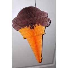 Vintage 1996 Beistle Honeycomb Ice Cream Cone Decorations Chocolate & Strawberry