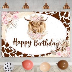 Boho Highland Cow Birthday Decorations Girl, Pink Brown Cow Balloons Party De…