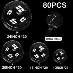 80Pcs Bobo Balloons, Different Size Clear Balloons for Stuffing Bubble Transp…