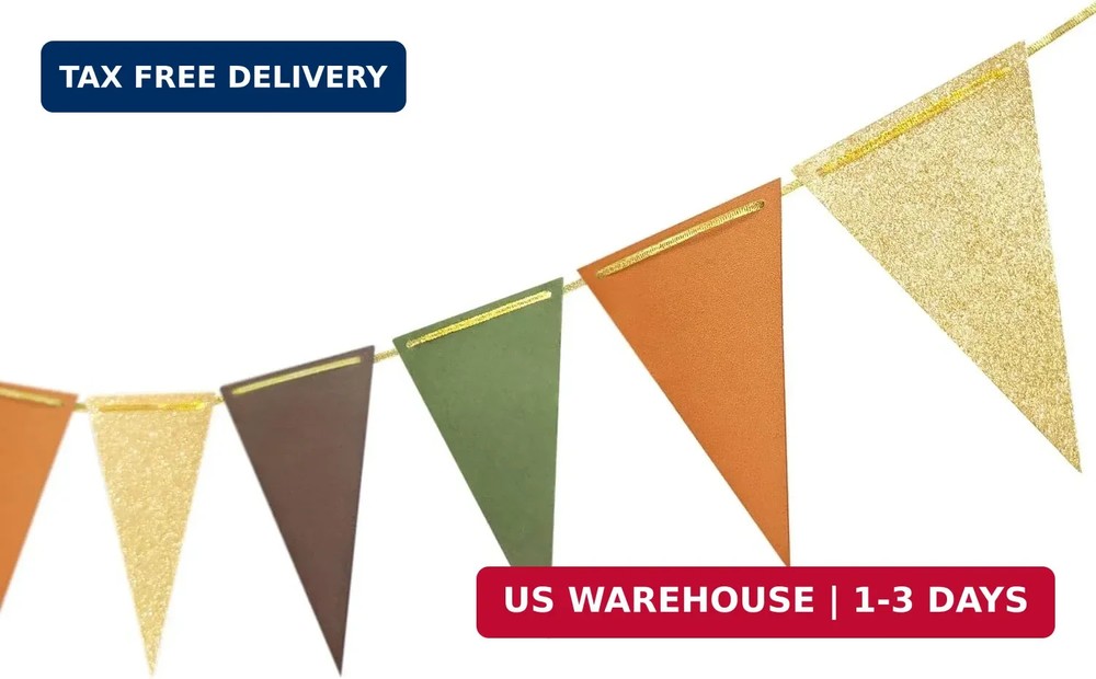 Letjolt Triangle Banner Party Decoration Golden Brown Green Supplies Paper Bunti