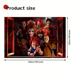 Halloween Horror Backdrop Banner Decorations, Fabric Scary Birthday Party