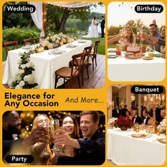 10-Pack Ivory Tablecloths for Rectangle Tables, 60 x 102 Inches, Stain-Resist…
