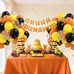 60pcs Construction Balloons 12inch with Black and Yellow Black Yellow Orange