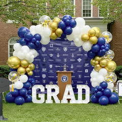 Navy Blue Gold Balloons Set, 60Pcs 12 Inch Navy Blue White Metallic Gold and Gol